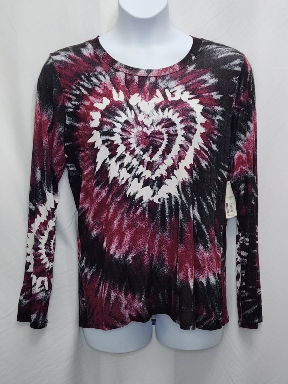 NEW No Boundaries Heart Tie Dye Knit Top Juniors XXL 2XL Long Sleeve Shirt FF06